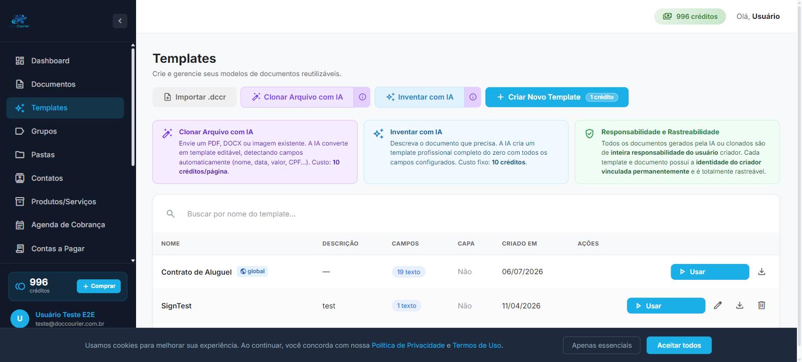 Tela de Templates do DocCourier